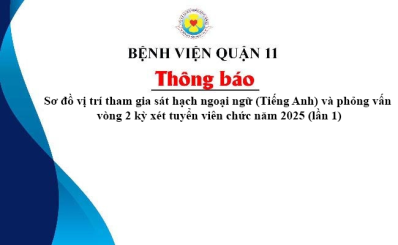 Thông báo sơ đồ vị trí tham gia sát hạch ngoại ngữ (Tiếng Anh) và phỏng vấn vòng 2 kỳ xét tuyển viên chức năm 2025 (lần 1)